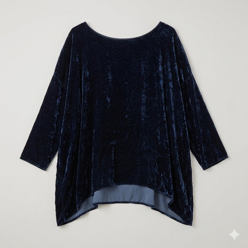 CP Shades L Womens Crushed Velvet Oversized Tunic Asymmetrical Slouchy Hi-Low